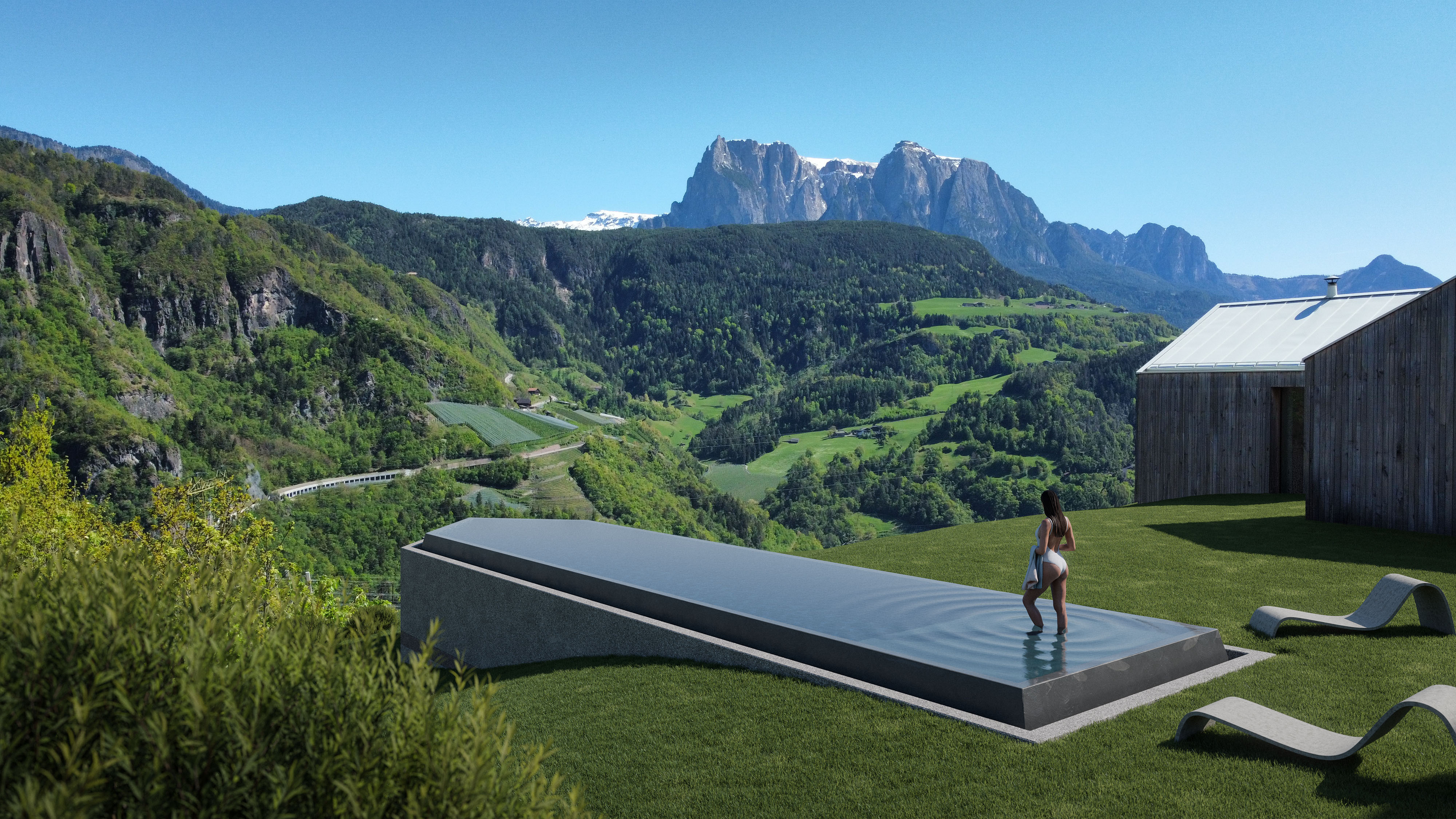 Pool und Landschaft — Val Mira